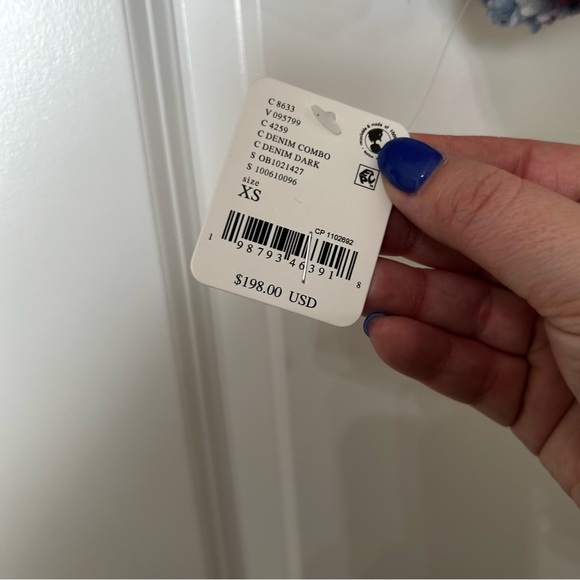 NWT Free People Hit The Slopes Fleece Jacket Denim Combo - Picture 4 of 5